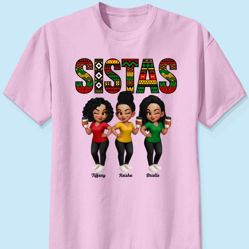 Tribal Pattern Besties Sistas Sisters - Personalized Shirt - Birthday Gift, Gift For Best Friends