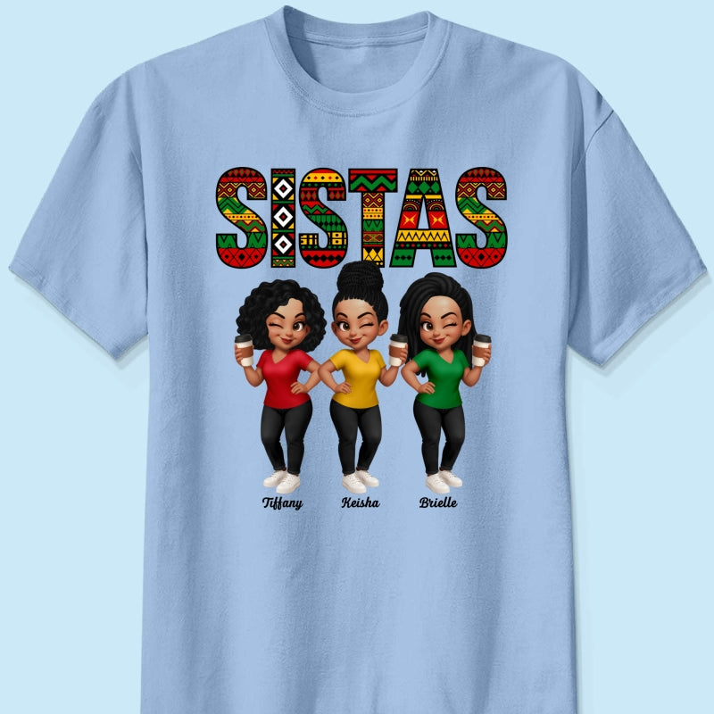 Tribal Pattern Besties Sistas Sisters - Personalized Shirt - Birthday Gift, Gift For Best Friends