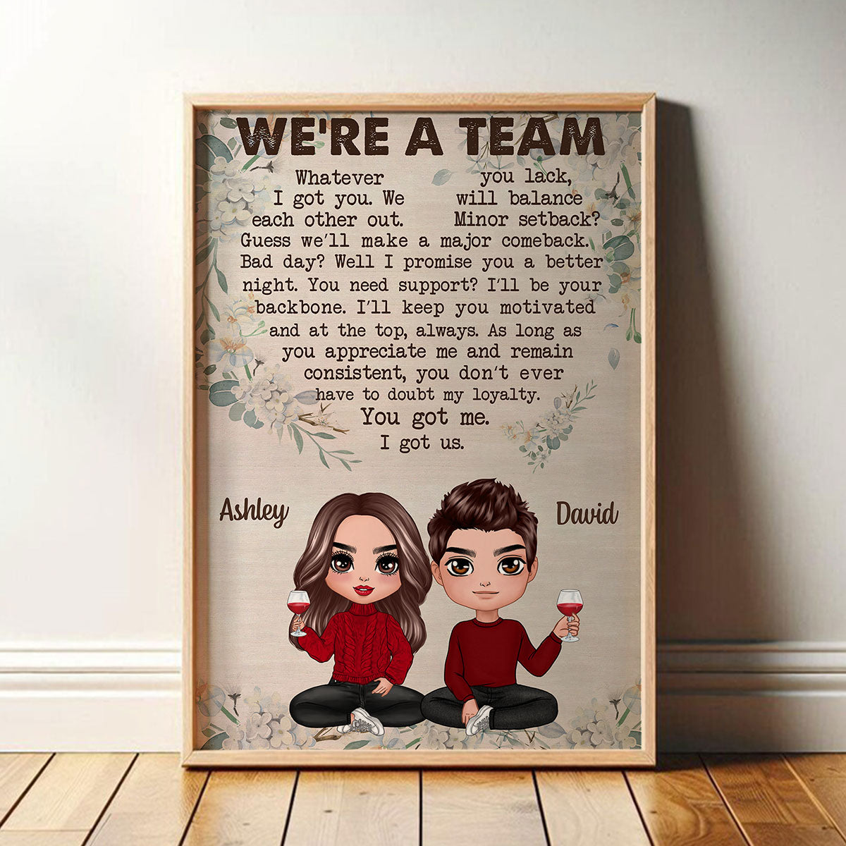 We‘re A Team Valentine’s Day Gift, Anniversary Gift For Him Gift For Her Personalized Vertical Poster