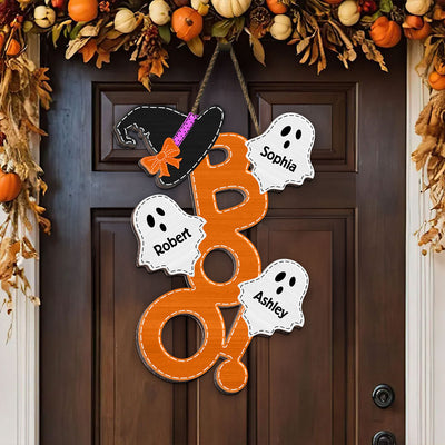 BOO Family Halloween Personalized Wood Sign, Halloween Decoration