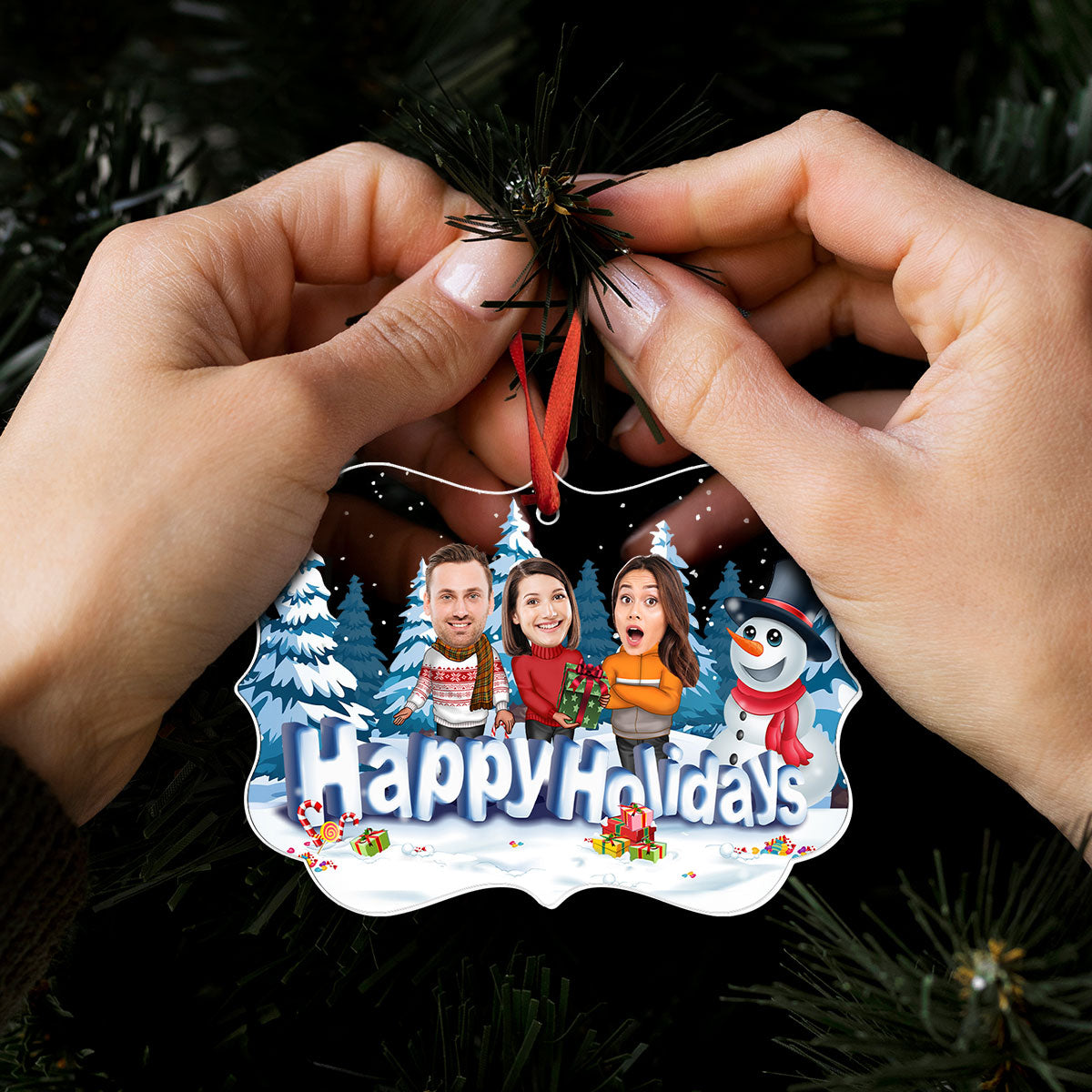 Happy Holiday Funny Family, Custom Photo Ornament, Personalized Family Photo Christmas Ornament, Family Keepsake
