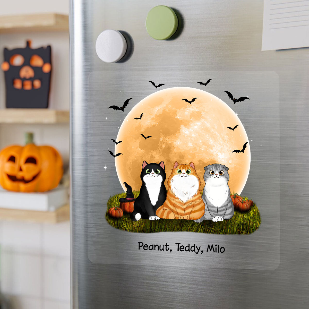 Cats In Moonlight Halloween Personalized Decal, Halloween Decor