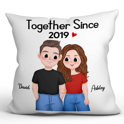 Cute Illustration Couple Together Since Gift For Him For Her Personalized Pillow
