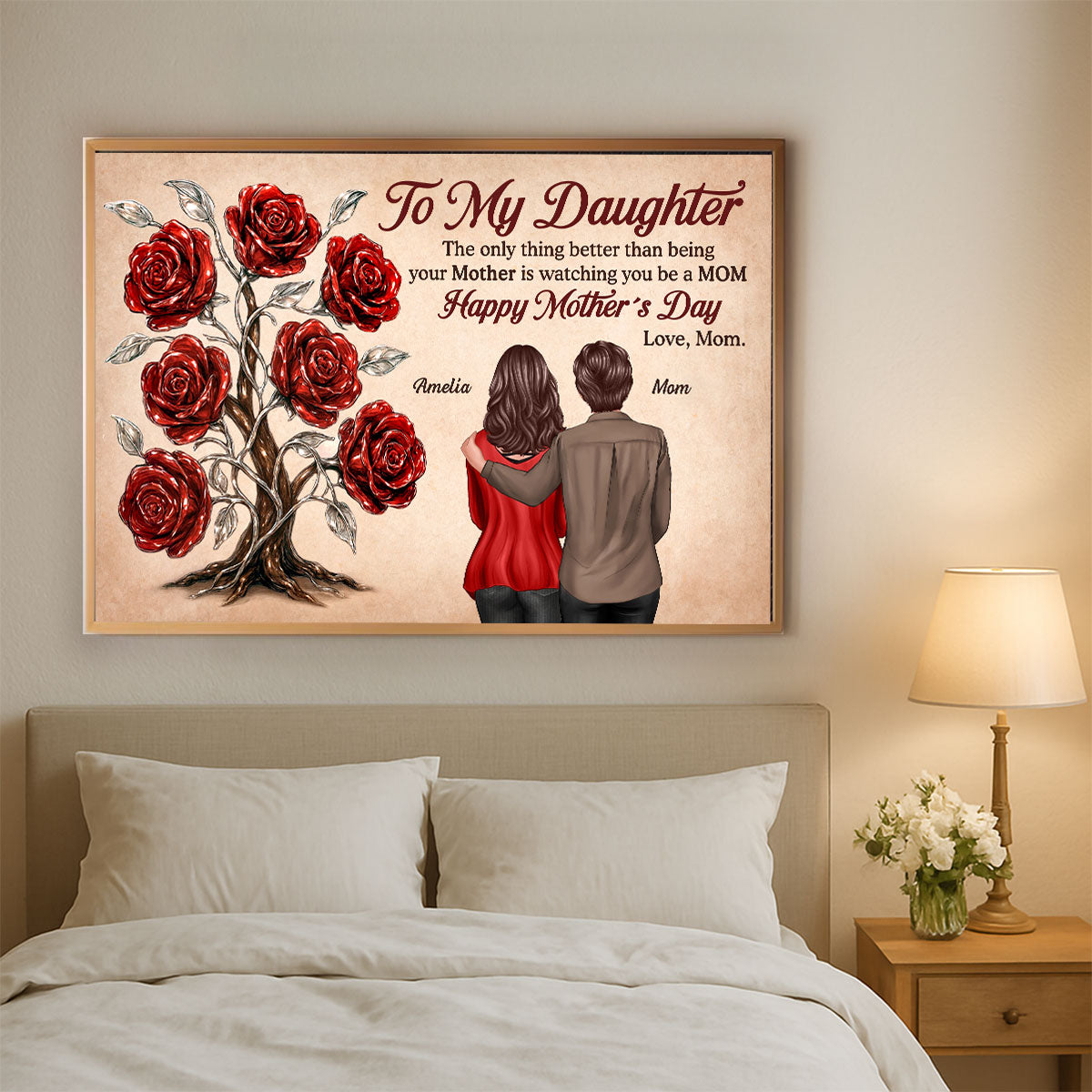 3D Effect Rose Tree To My Daughter From Mom Personalized Poster, Gift For Daughter