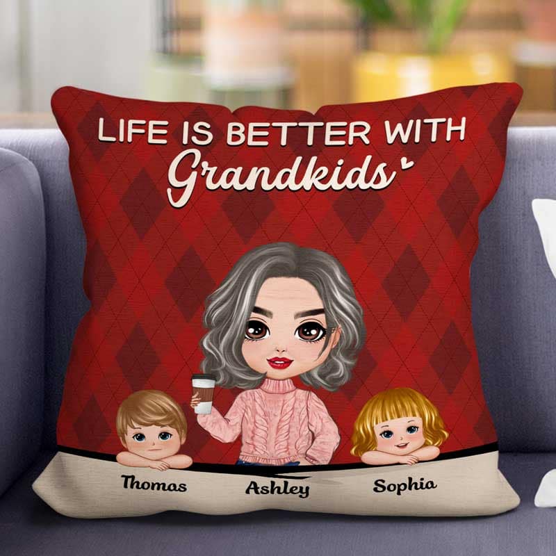 Grandma Life Better With Grandkids Personalized Pillow