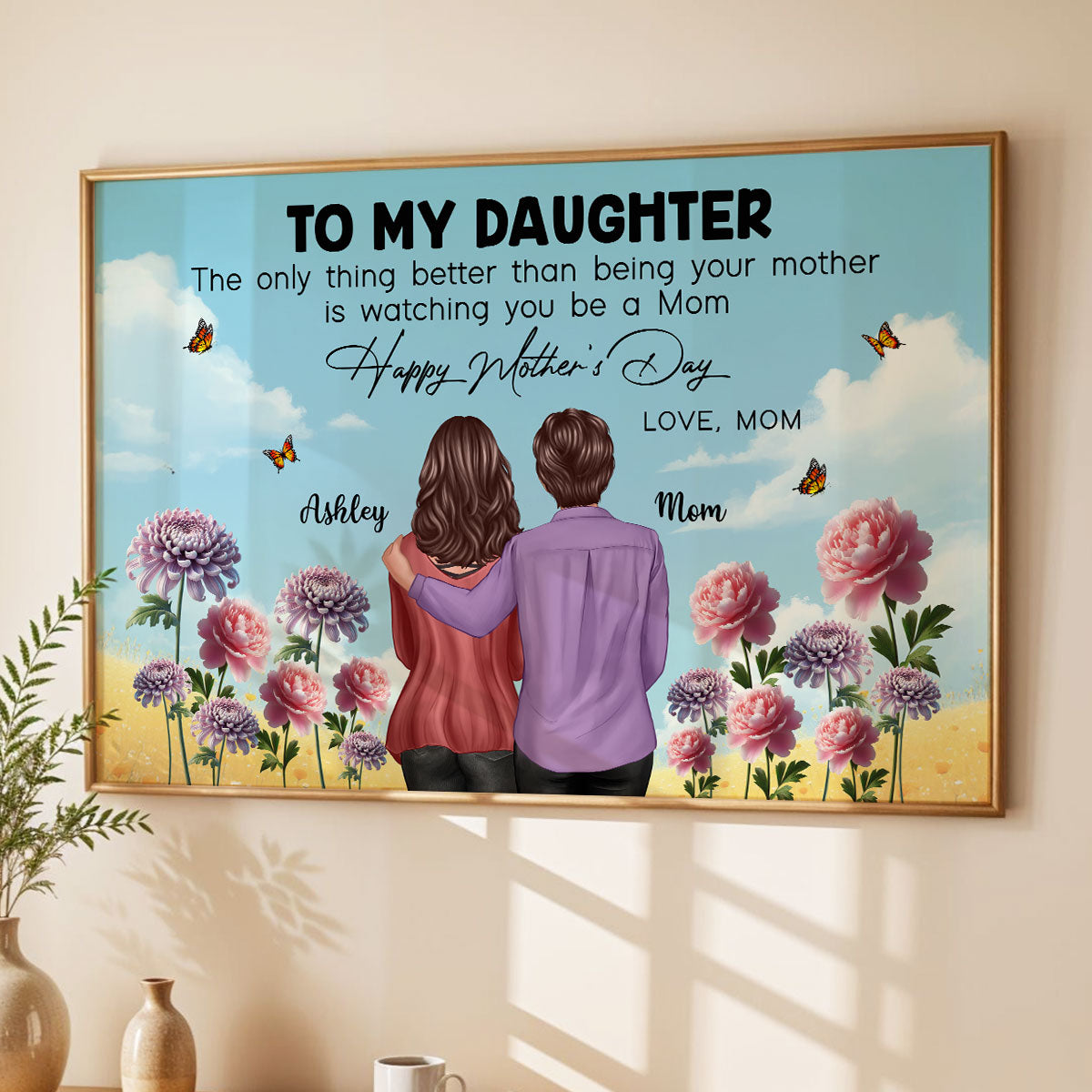 To My Daughter From Mom Happy Mother's Day Birth Flower Personalized Poster, Gift For Daughter
