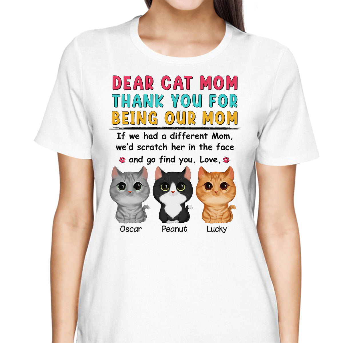 Watercolor Cute Cats Dear Mom Thank You Gift For Cat Mom Cat Lovers Personalized Shirt