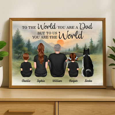 Retro Vintage Mountain Landscape Dad You Are The World Personalized Poster| Heartfelt Father's Day Gift For Dad, Husband