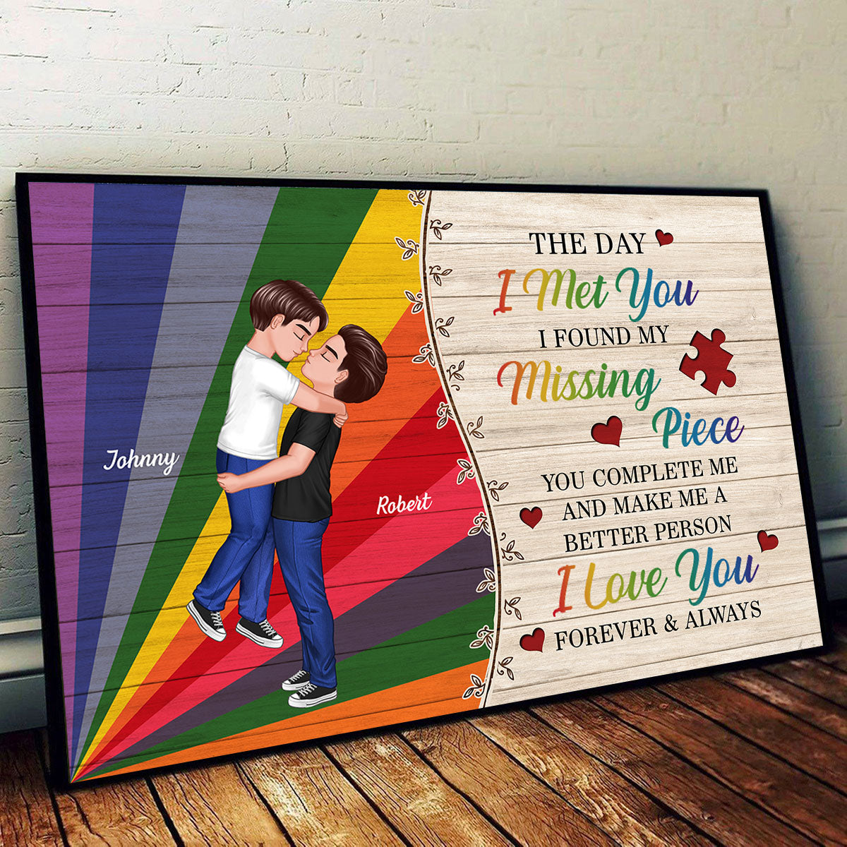 The Day I Met You LGBTQ Couple Personalized Poster, Pride Month Gift