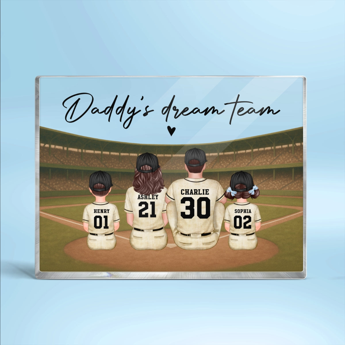 Retro Vintage Baseball Daddy's Dream Team Personalized Acrylic Block Plaque| Unique Father's Day Gift For Dad
