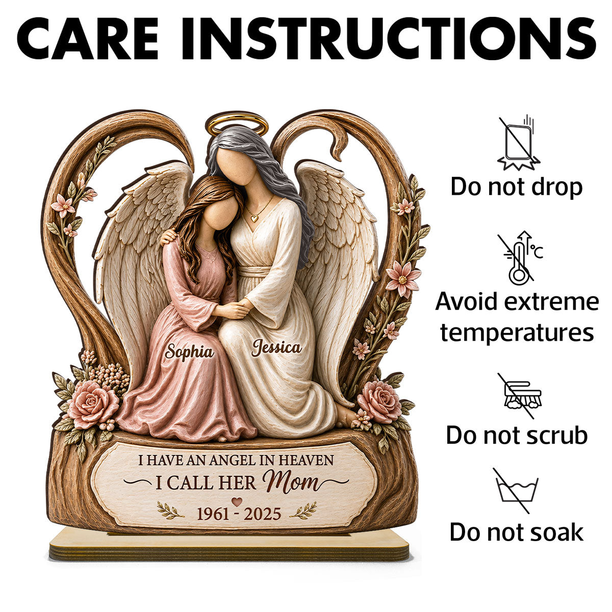 I Have An Angel In Heaven I Call Her Mom - Personalized 2-Layered Wooden Plaque - Sympathy Gift, Remembrance Gift
