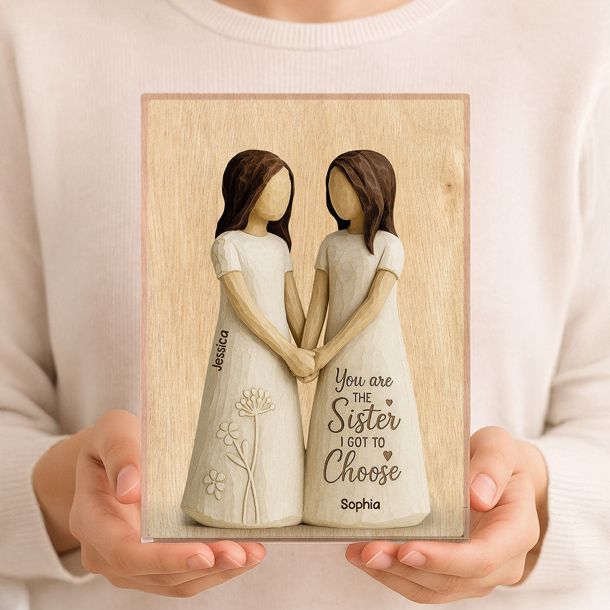 You Are The Sister I Got To Choose 3D Effect Personalized Acrylic Block Plaque Birthday Gift Friendship Gift for Besties, Best Friends