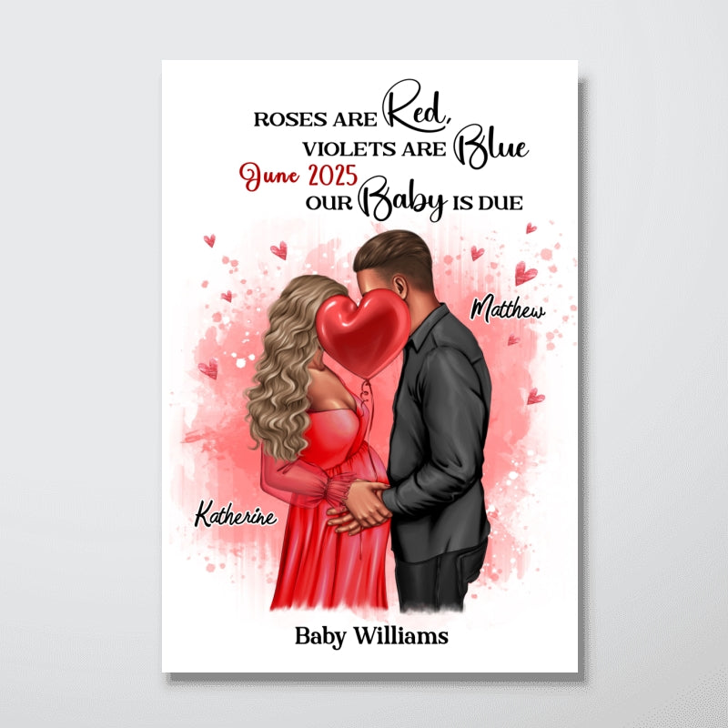 Kissing Couple, Expecting Parents, Pregnancy Couple Personalized Poster,  Gift, Pregnancy Announcement