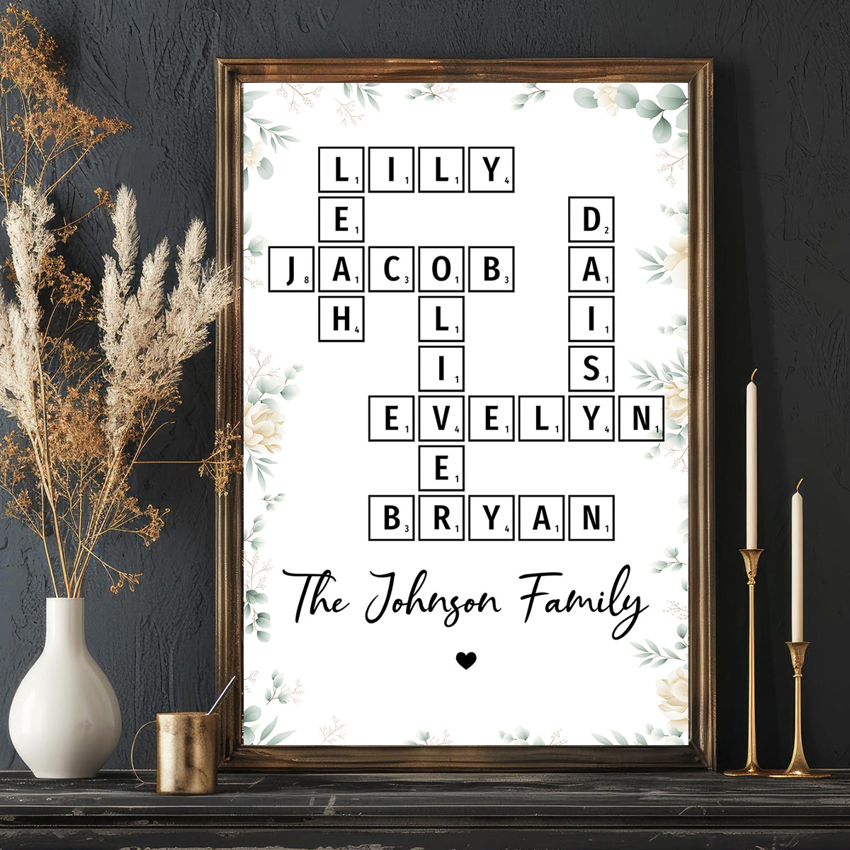 Family Crossword Art - Created In A Moment, Treasured Forever Personalized Poster
