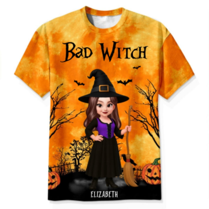 Halloween Witch Besties Good Witch Bad Witch Matching Personalized 3D Shirt