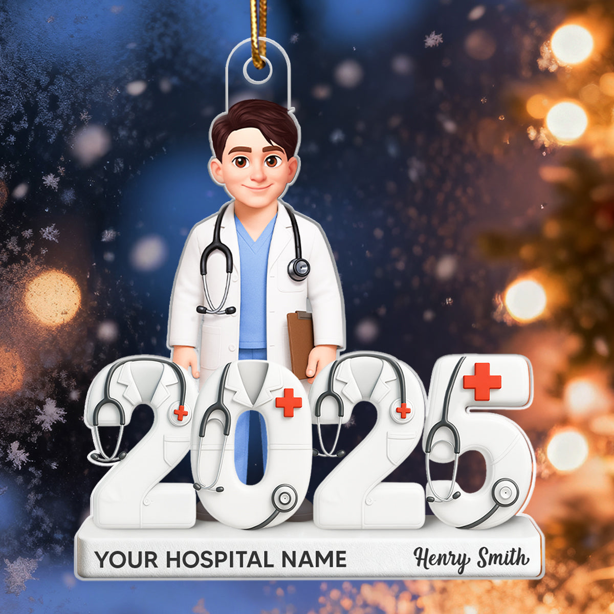 Doctor 2025 3D Effect - Personalized Acrylic Ornament - Christmas Gift for Doctors