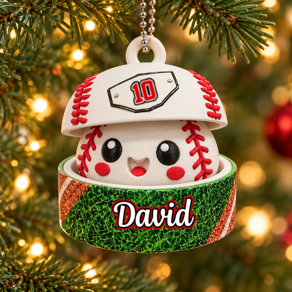 Custom Baseball Cute Dumpling - Personalized 3D Printed Baseball Figurine Ornament - Christmas Gift for Daughter, Son, Grandkids