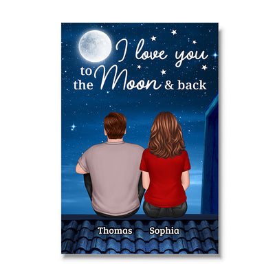 Couple Sitting Back View On The Roof Personalized Vertical Poster