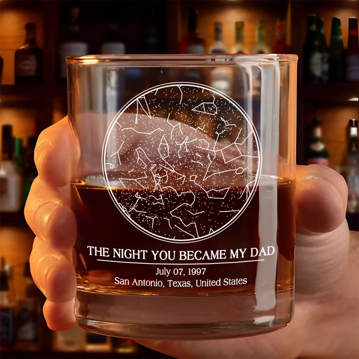 Custom Star Map by Date, The Day You Became My Dad Personalized Wine Glass, Father's Day Gift for Dad, Gift for Husband