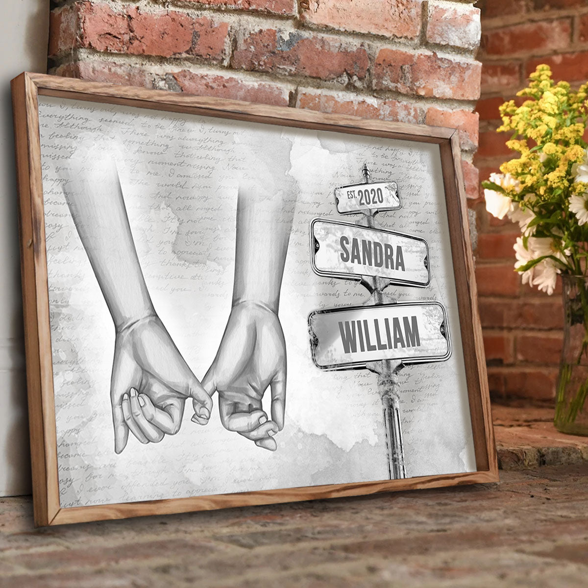 Personalized Vintage Couple Hands Pinky Promise Post Sign Poster,  Gift Anniversary Gift for Couples
