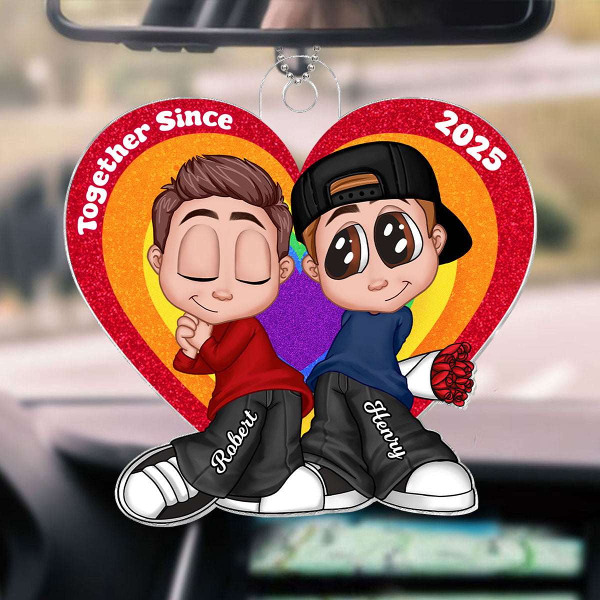 Y2K Style LGBT Couple Car Accessories Personalized Car Hanger Ornament