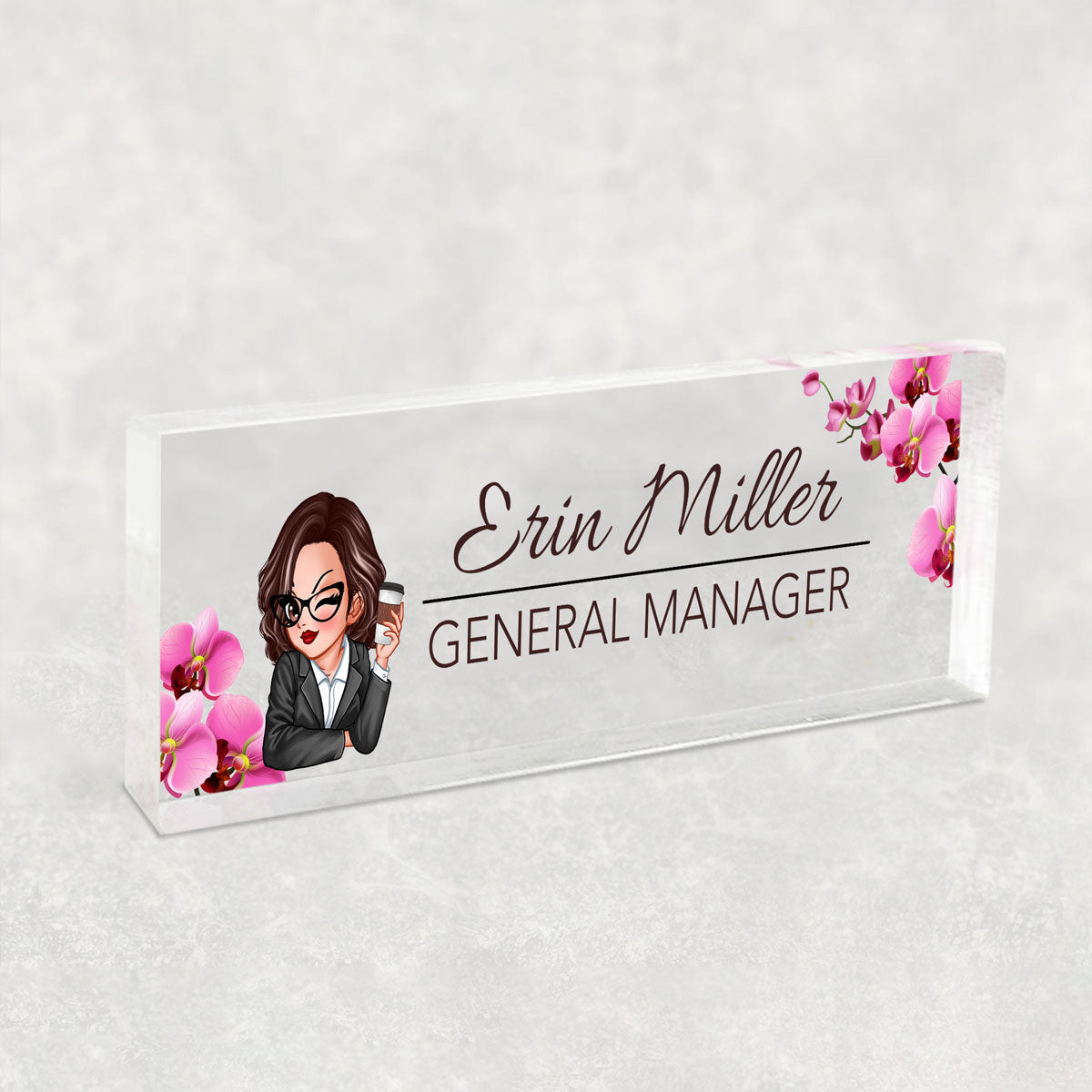 Woman Office Personalized Acrylic Desk Name Plate, Office Desk Decor, Gift For Colleagues, Coworkers