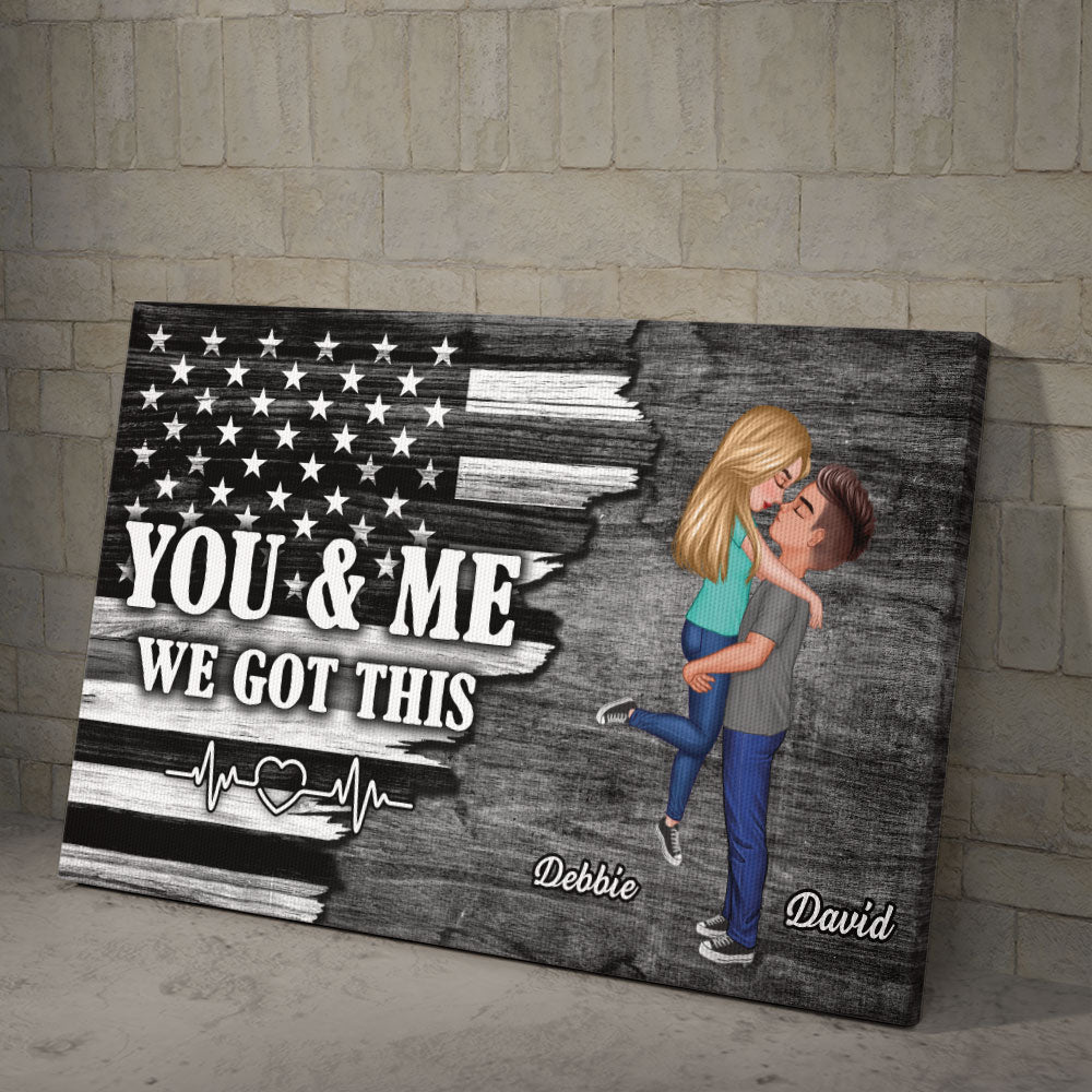 Hero Couple Nation Flag Gift by Occupation For Her, For Him Personalized Canvas