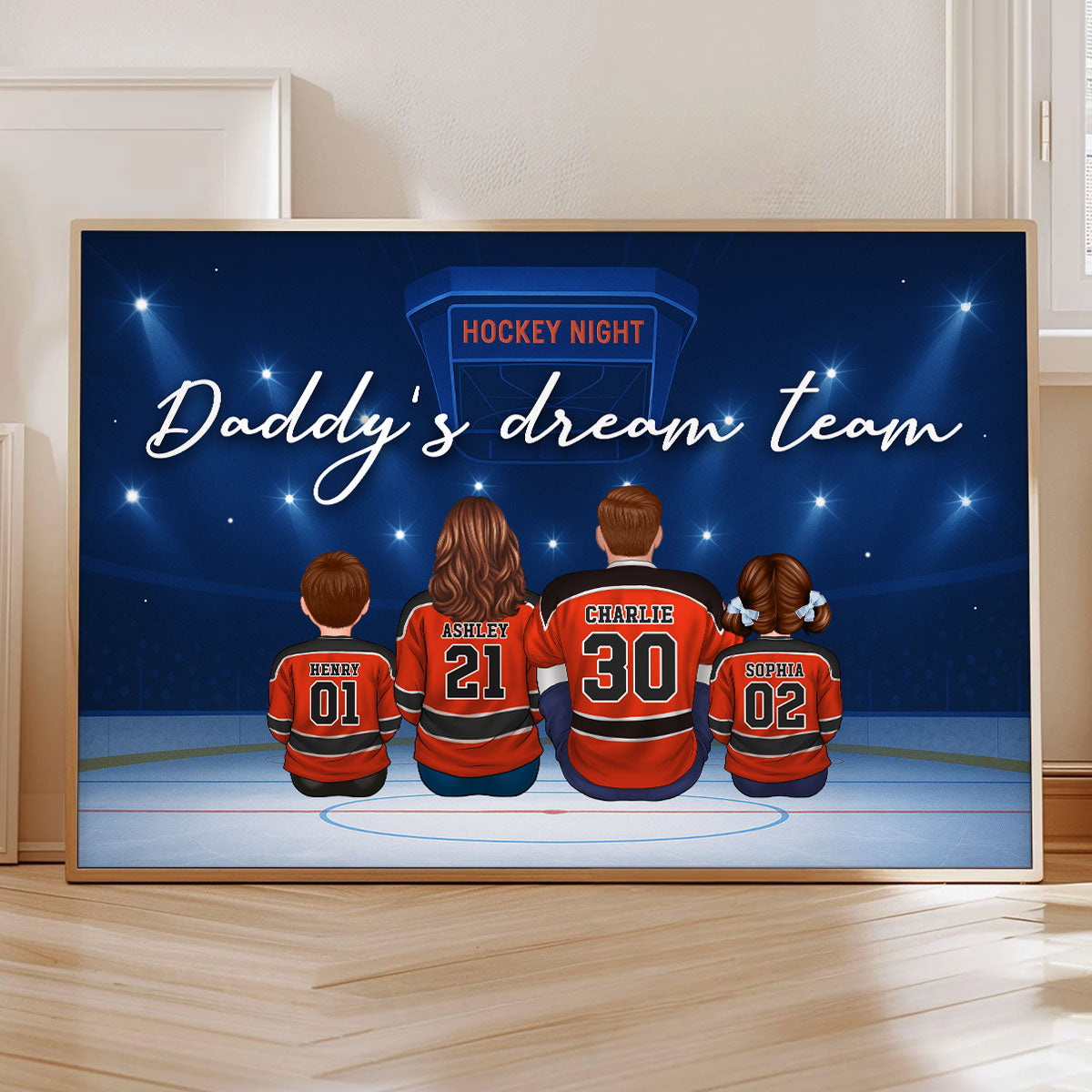 Hockey Daddy's Dream Team Personalized Poster| Unique Father's Day Gift For Dad, Husband