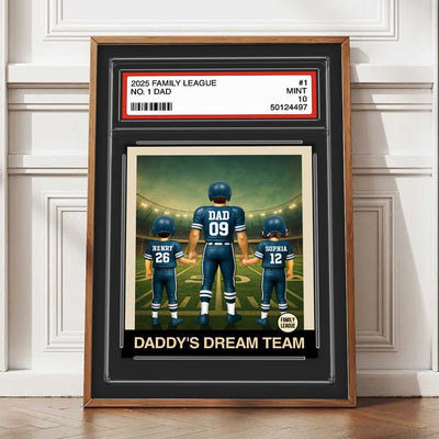 Football No. 1 Dad Man & Kids Trading Card Style Personalized Poster