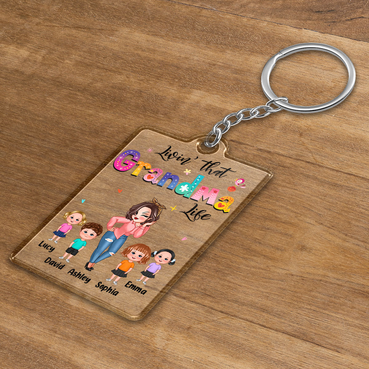 Livin‘ That Grandma Life Pretty Woman Gift For Grandma Personalized Acrylic Keychain