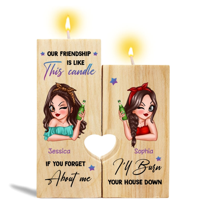 Our Friendship Is Like This Candle Personalized Candle Holder, Birthday Christmas Gift For Best Friends, Besties