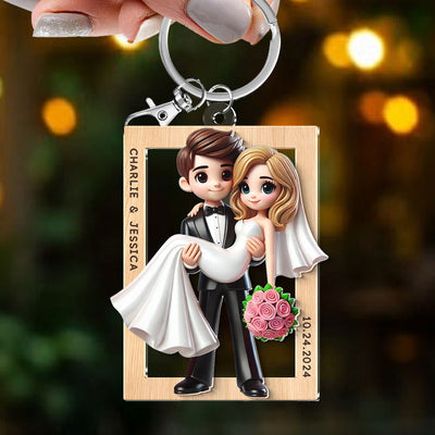 3D Effect Personalized Mr Mrs Married Couple Personalized 2-Layered Acrylic Keychain, Gift for him, Gift for her