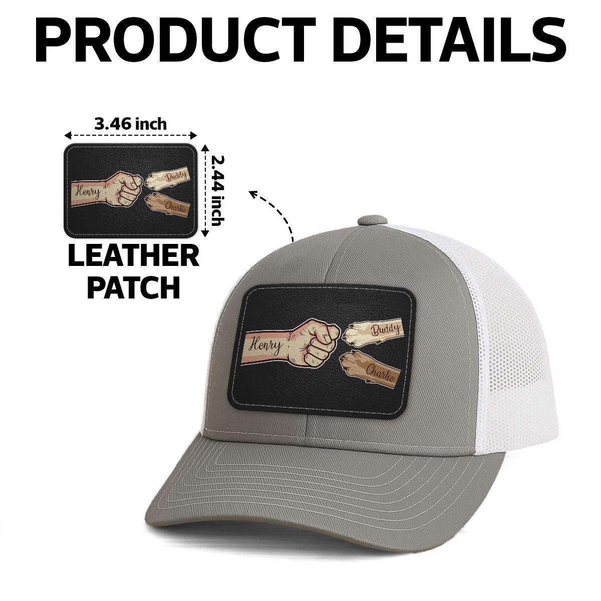 Dog Dad Fist Bump Personalized Trucker Cap, Dad Snapback Hat, Father's Day Gift for Dog Dads