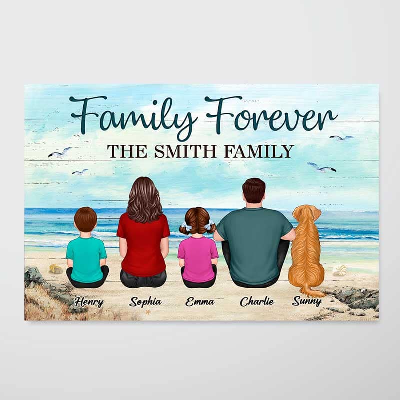 Beautiful Beach Landscape Family Love Personalized Poster| Heartfelt Father's Day Gift For Dad, Husband