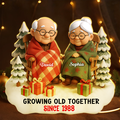 Cozy Elderly Couple Sitting Together - Personalized Light Box - Heartwarming Christmas Gift for him, Gift for her