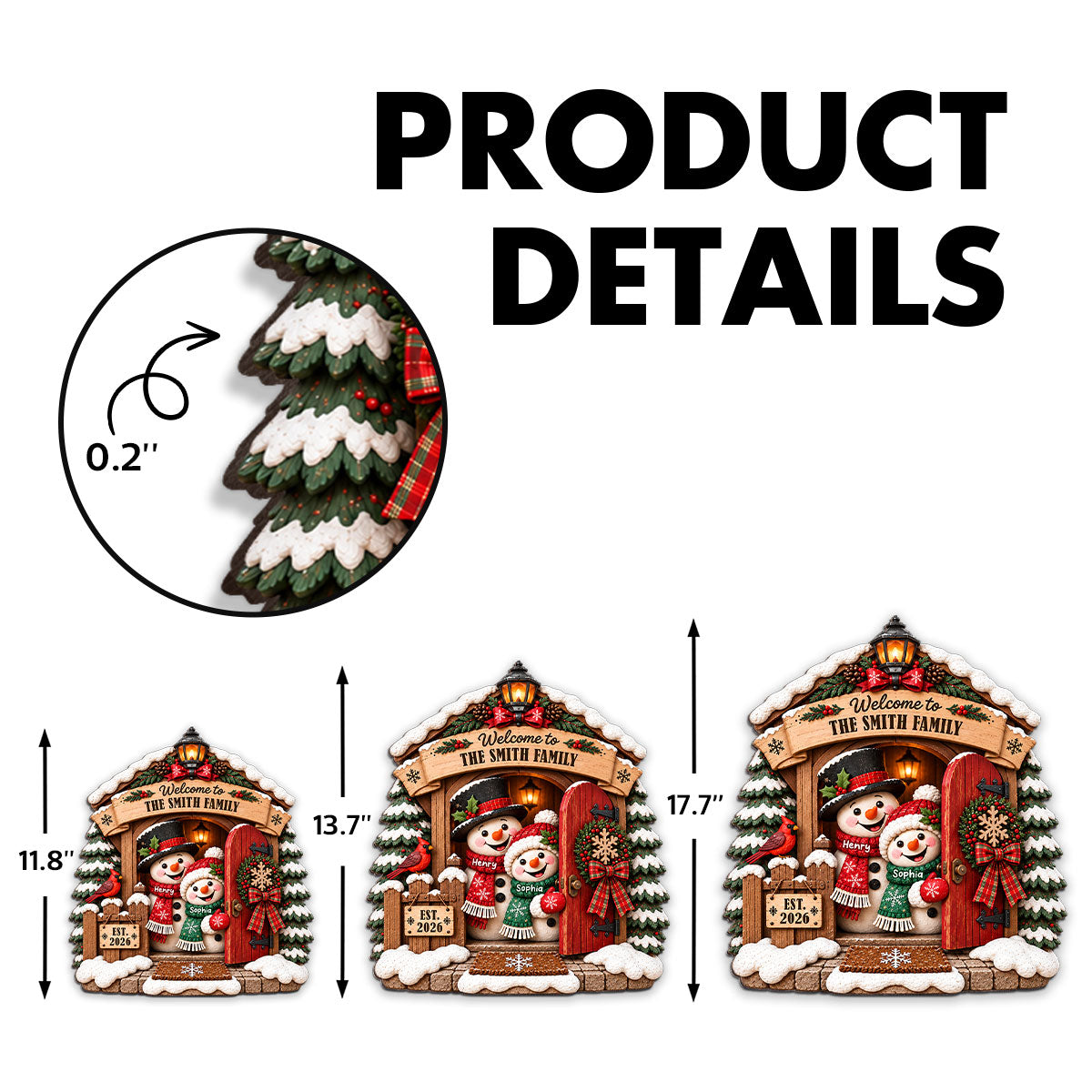 Grandpa Grandma's Christmas House - Personalized Wood Sign - Christmas Decoration For Porch, Window, Door