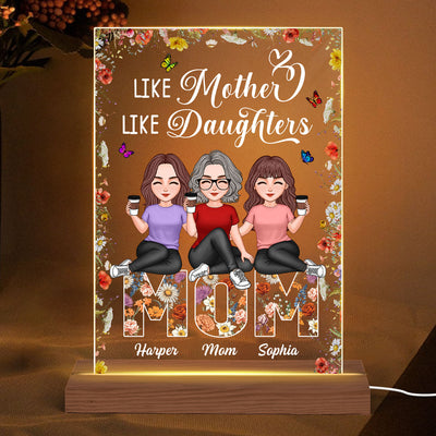Like Mother Like Daughters Vintage Flowers Word Personalized Rectangle Acrylic Plaque LED Night Light