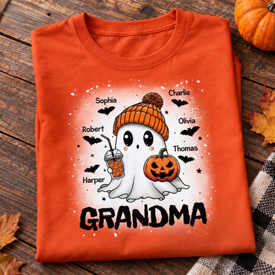 Boo Grandma Fall Season Halloween Custom Grandkids Names Personalized Shirt