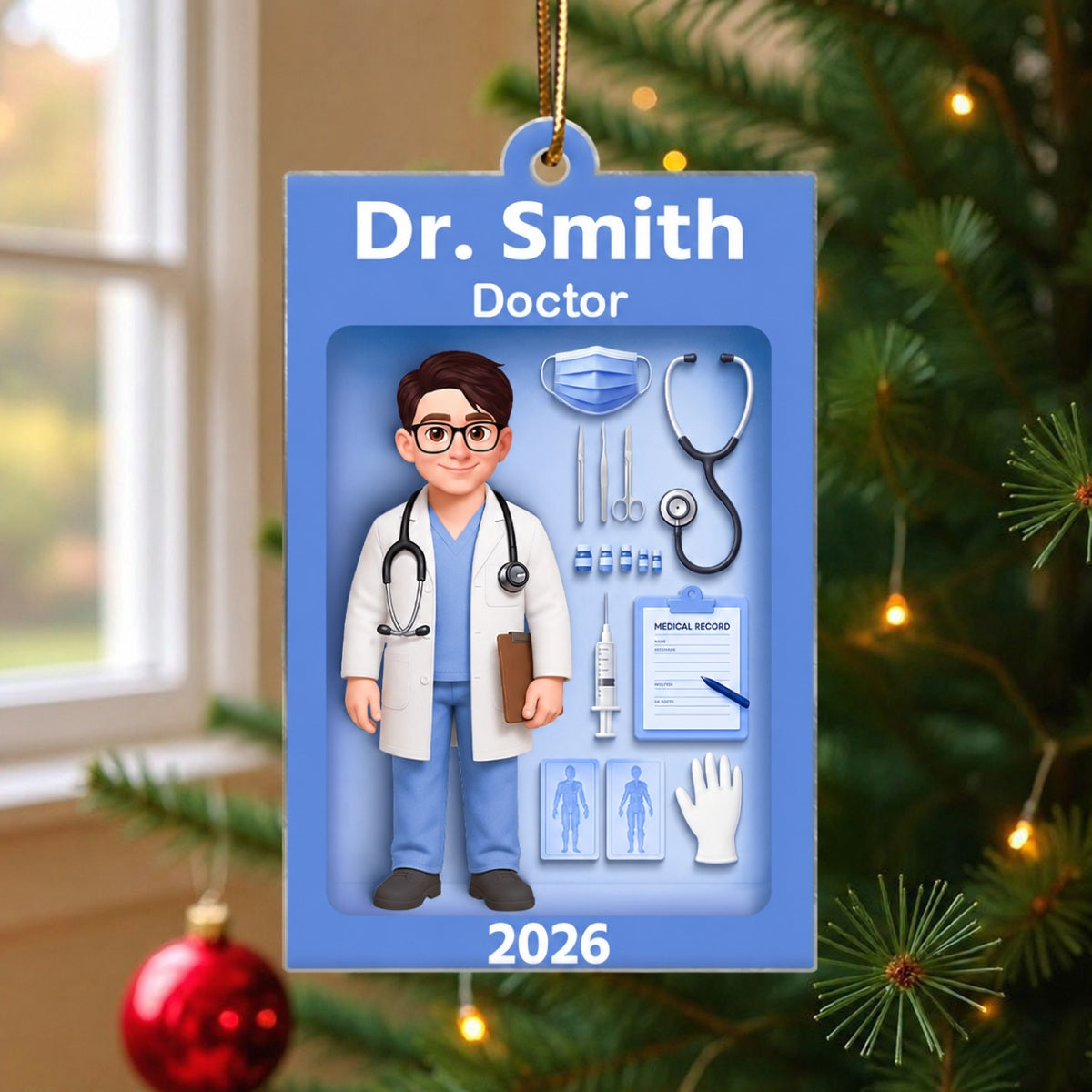 Doctor Action Figure 3D Effect - Personalized Acrylic Ornament - Special Christmas Gift For Doctor