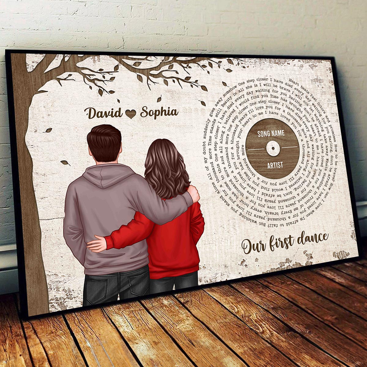 Favorite Place In The World Couple Back View Favorite Song Vinyl Lyrics Personalized Poster, Gift For Him, For Her, For Valentine's Day