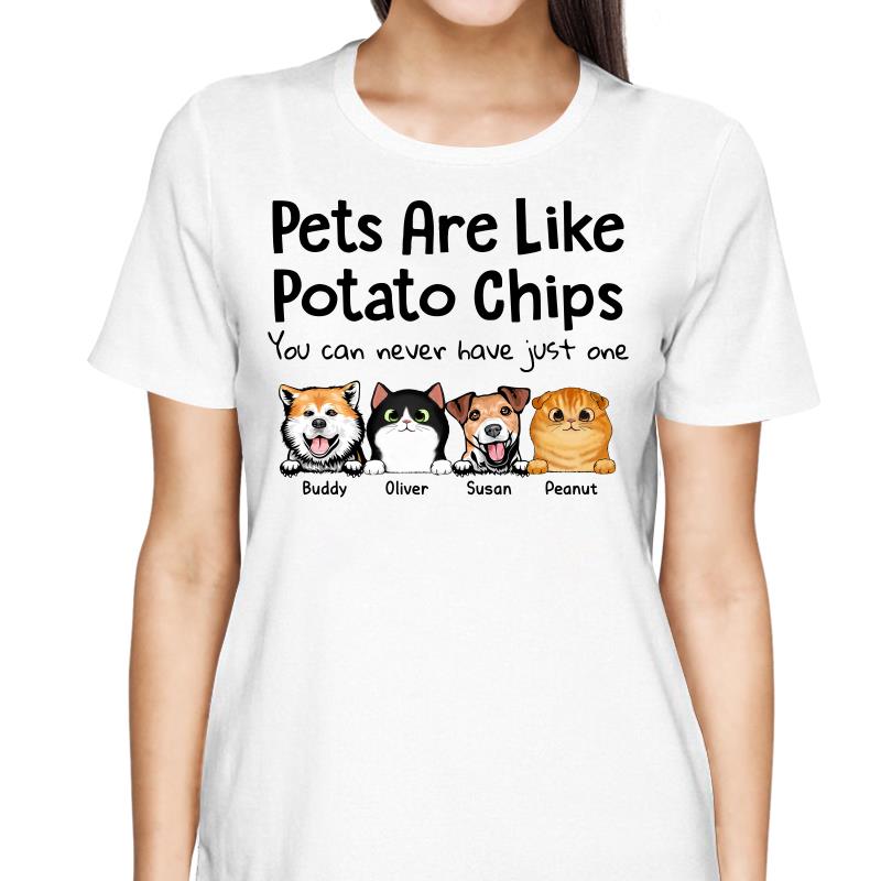 Peeking Dogs Cats Like Potato Chips Personalized Shirt