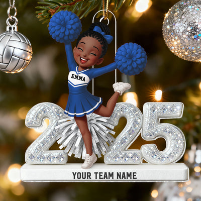 3D Shining Effect Christmas Cheerleader - Personalized Acrylic Ornament - Christmas Gift For Cheerleaders