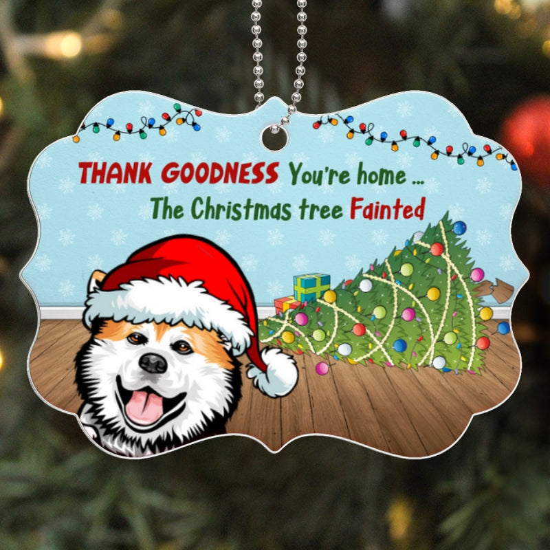 The Tree Fainted Naughty Dog Cat Personalized Acrylic Ornament