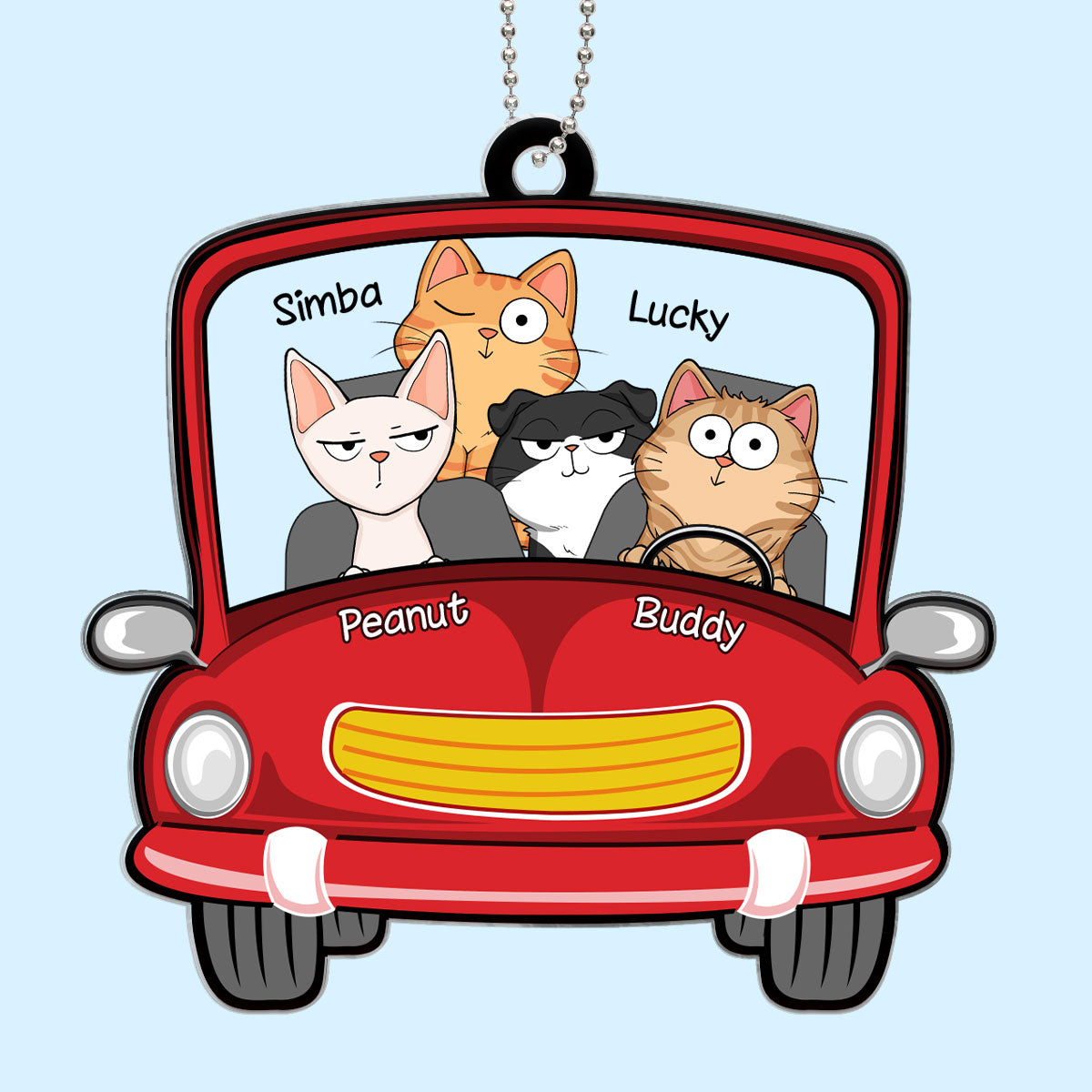 Funny Cats Expression On Car Personalized Acrylic Car Hanger