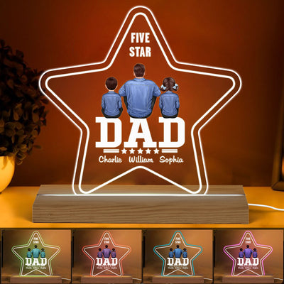 Five Star Denim Jacket Dad Personalized Acrylic Custom Shape LED Night Light