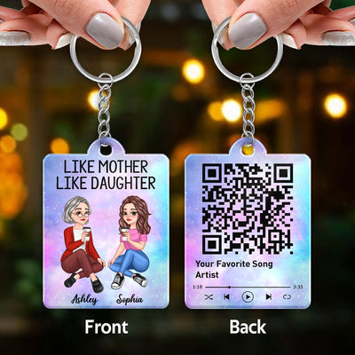 Pretty Cartoon Like Mother Like Daughter Favorite Song QR Code Galaxy Personalized Acrylic Keychain