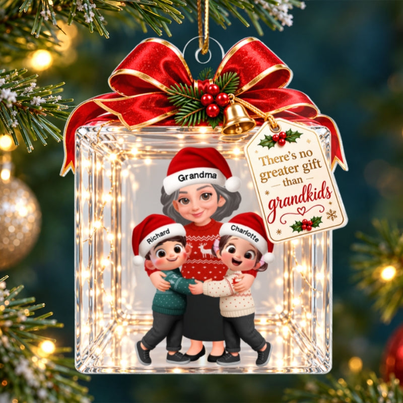 No Greater Gift Than Grandkids 2D Flat - Personalized Acrylic Ornament - Christmas Gift for Grandma