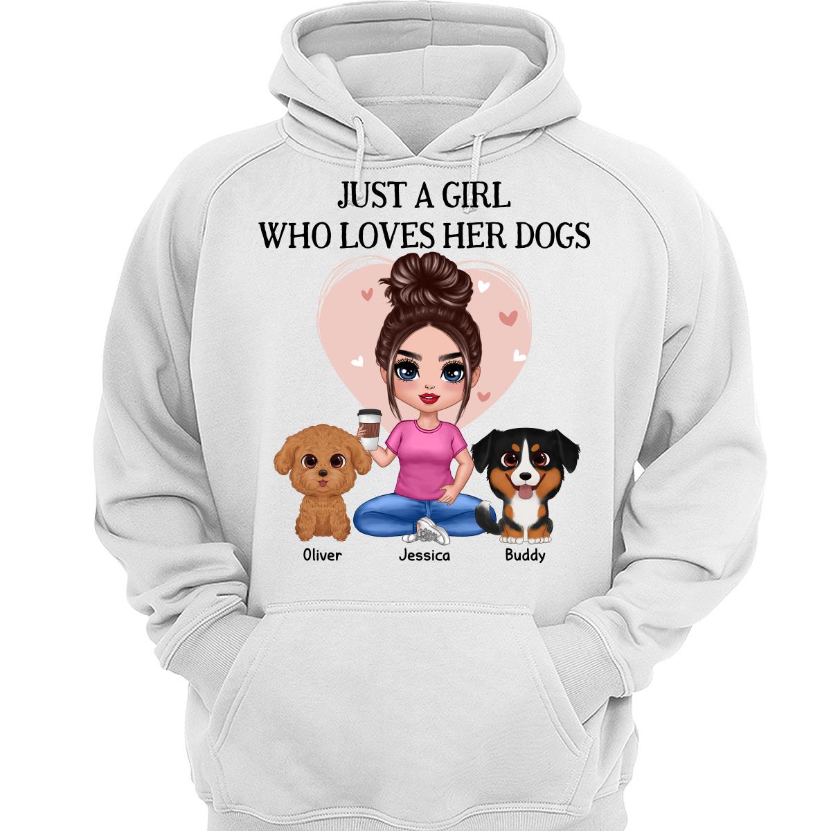 Pink Heart Just A Woman Who Loves Her Watercolor Cute Dogs Personalized Shirt