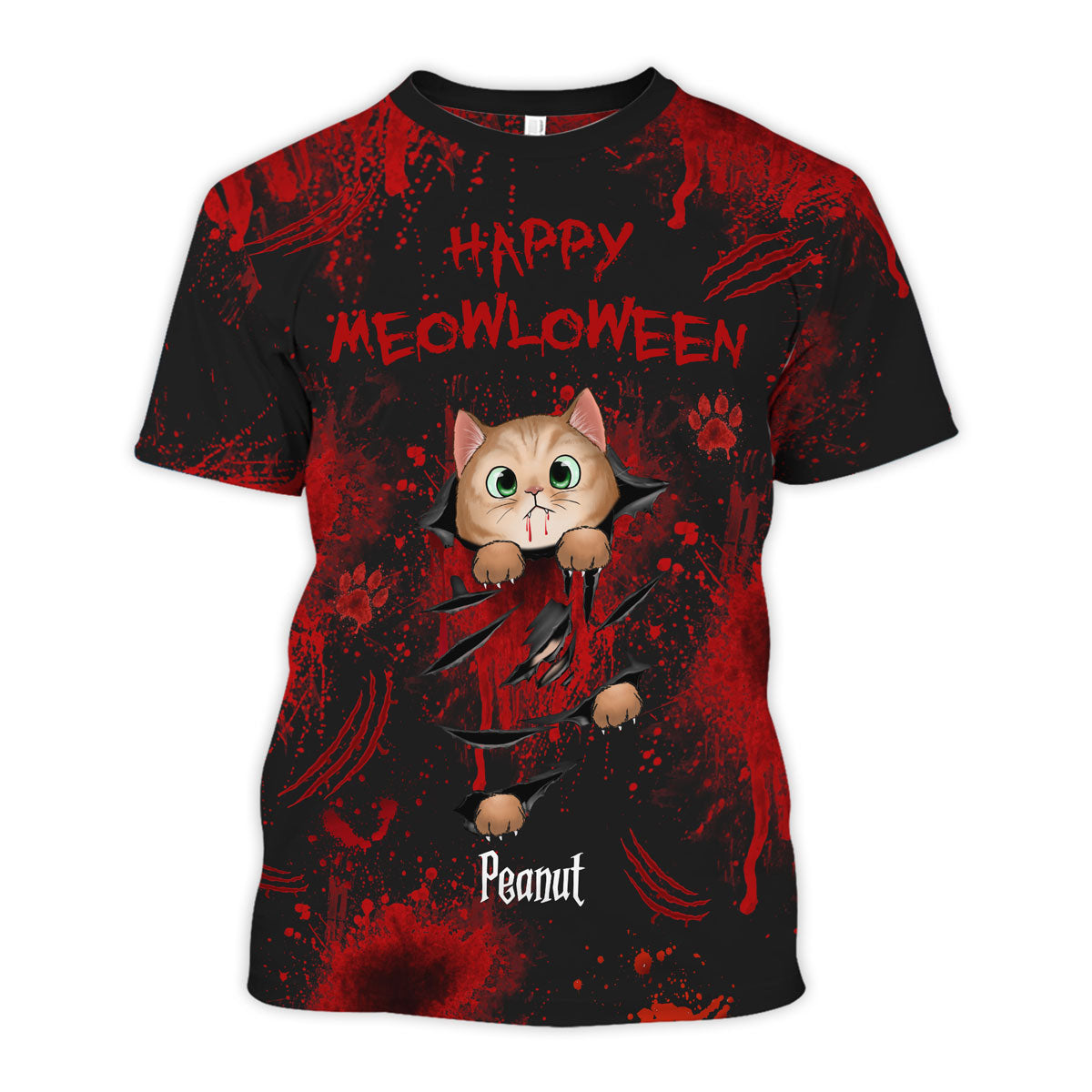 Spooky Cat Tearing Out Halloween Personalized Shirt, Purrfect Costume for Cat Lover