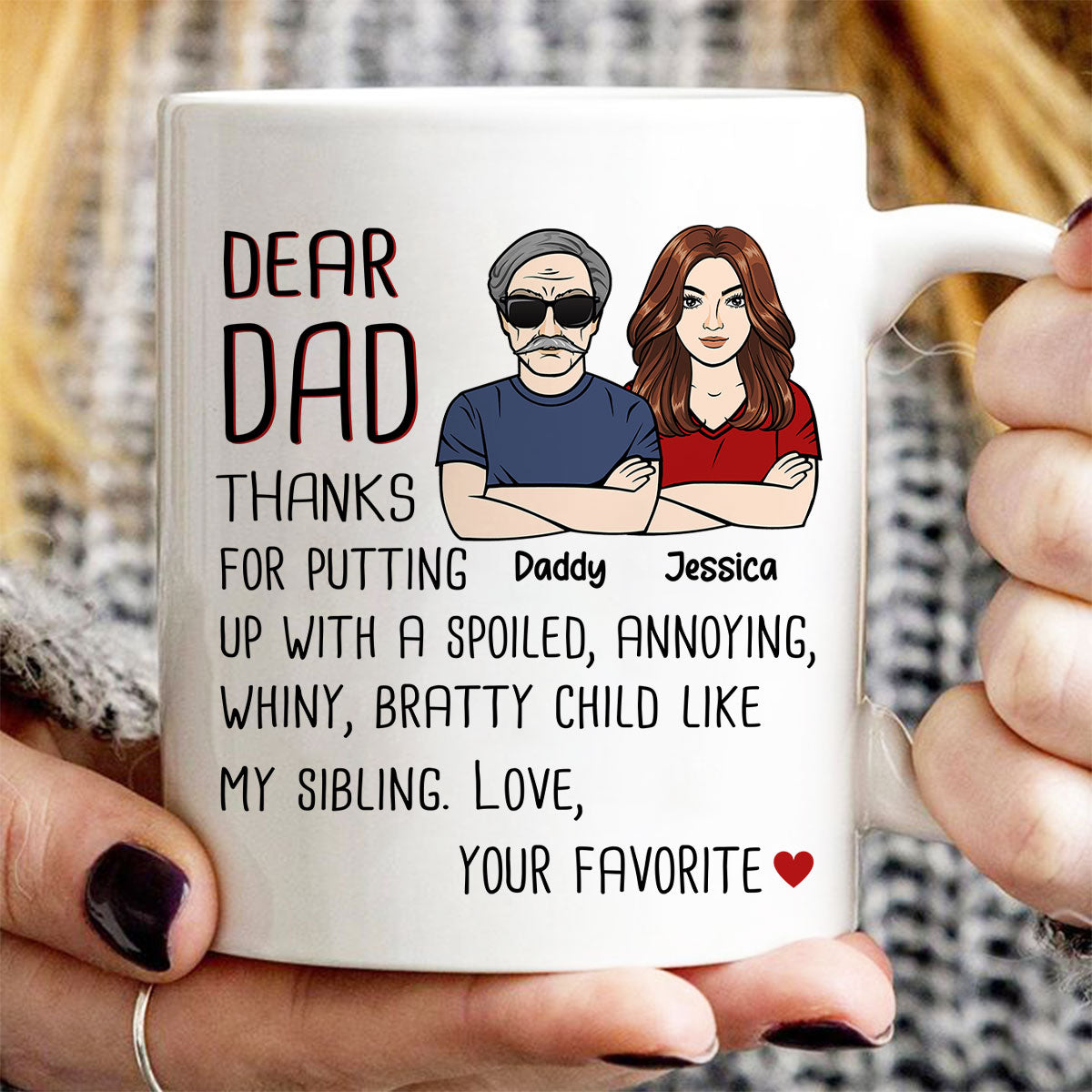 Dear Dad Thanks For Putting Up With My Sibling Gift For Dad Personalized Mug